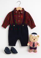 هدية مواليد أولاد – طقم مخطط أنيق مع دب بحّار + أح...