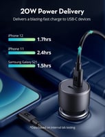 راف باور - شاحن سيارة بمنفذين PD بقوة 40 واط