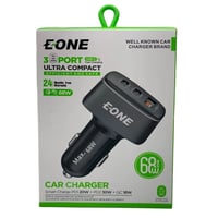 راس شاحن سيارة 3 منافذ EONE 68W