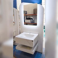 مغسلة رخام ابيض لامع قص ليزر | متوفر حوض وحوضين