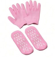 جوارب وقفازات جل لترطيب اليدين والقدمين ، وردي