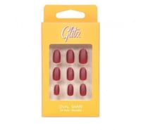 جليتز اظافر صناعية لصق ذاتي لون عنابي غامق مطفي شك...