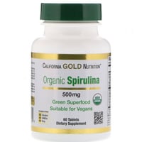 حبوب كبسولات سبيرولينا عضوية، 500 ملغ، 60 قرص