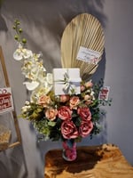 فازة ورد صناعي شبه طبيعي ربع باتشي