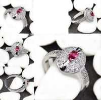 خاتم نسائي مطلي بالفضة ومزين بالزركون الكوبي مقاس...