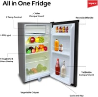 ثلاجة امبكس 3.2 قدم 90 لتر باب واحد فضي IMRF140C