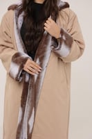 فروه نسائي قماش كريب بفرو أرنب صناعي من الداخل