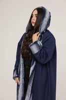 فروه نسائي قماش كريب بفرو أرنب صناعي من الداخل