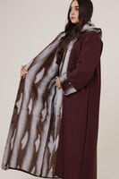 فروه نسائي قماش كريب بفرو أرنب صناعي من الداخل