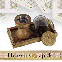 طقم مبخر خشب وزجاج طبيعي فاخر