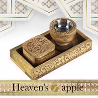 طقم مبخر خشب طبيعي فاخر مزخرف