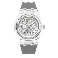 ساعة شفافة سوار رمادي