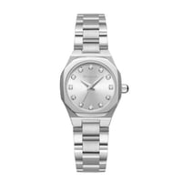 ساعة نسائية فضي دائرية