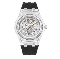 ساعة شفافة سوار اسود