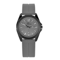 ساعة رجالية بسير جلد بلون رصاصي إطار أسود