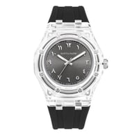 ساعة الارقام العربية اسود شفاف