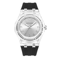 ساعة الارقام العربية اسود شفاف