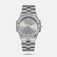 ساعة رجالي رولكس فضي تيتانيوم عقارب ذهبية