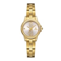 ساعة نسائية كوراتز ذهبي مينا فضي