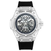 ساعة شفافة سوار اسود