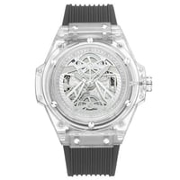 ساعة شفافة سوار رمادي