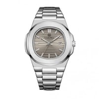 ساعة رجالية معدن باللون الفضي مينا رمادي