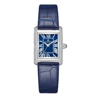 ساعه جلد مستطيله ازرق