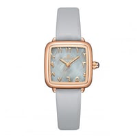 ساعه نسائيه استيك جلد رمادي