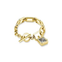 ساعة نسائية علي شكل قفل ذهبي لون رمادي