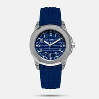 ساعة رجالية رسمية باللون الأزرق إطار فضي