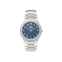 ساعة رجالية ايفرد أرقام عربية لون فضي ميناء أزرق