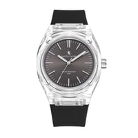 ساعة رجالي اسود شفاف