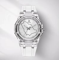 ساعة اليوم الوطني 95 الشفافة ابيض