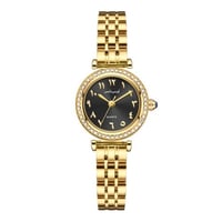 ساعة نسائية بميناء اسود وارقام عربية