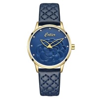 ساعة نسائية جلد اطار ذهبي كاتيرا-فلاور