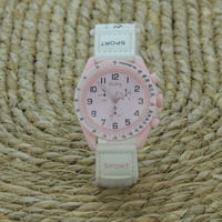 ساعة أطفال لون وردي وأبيض