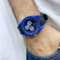 ساعة رجالية ازرق و اسود louis ston