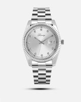 ساعة رجالية باطار مرصع وميناء رصاصي Luxury