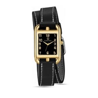 ساعة نسائية باللون الاسود اللامع