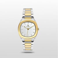 ساعة رجالية باللون الفضي و الذهبي بميناء ابيض من l...