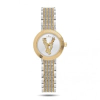 ساعة نسائية ذهبية في فضي