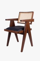 كرسي راتان - مقعد جلدي