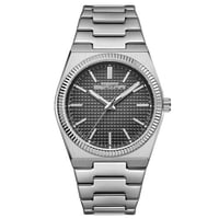 ساعة رجالية فاخرة بتصميم دائري فضي وميناء أسود من...