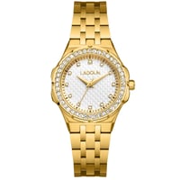 ساعة نسائية ستيل لون ذهبي مينا أبيض من لادون