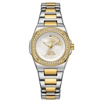 ساعة نسائية فاخرة بتصميم مزدوج بلون فضي وذهبي من L...