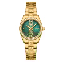 ساعة نسائية ستيل لون ذهبي بمينا أخضر من لادون