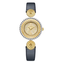 ساعة نسائية جلد لون أسود لادون