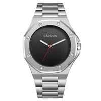 ساعة رجالية ستيل لون فضي مينا أسود من لادون
