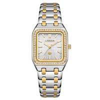 ساعة نسائية ستيل لون ذهبي و فضي مينا فضي من لادون