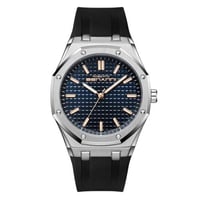 ساعة رجالية فاخرة بتصميم أزرق وسوار أسود من Rebert...